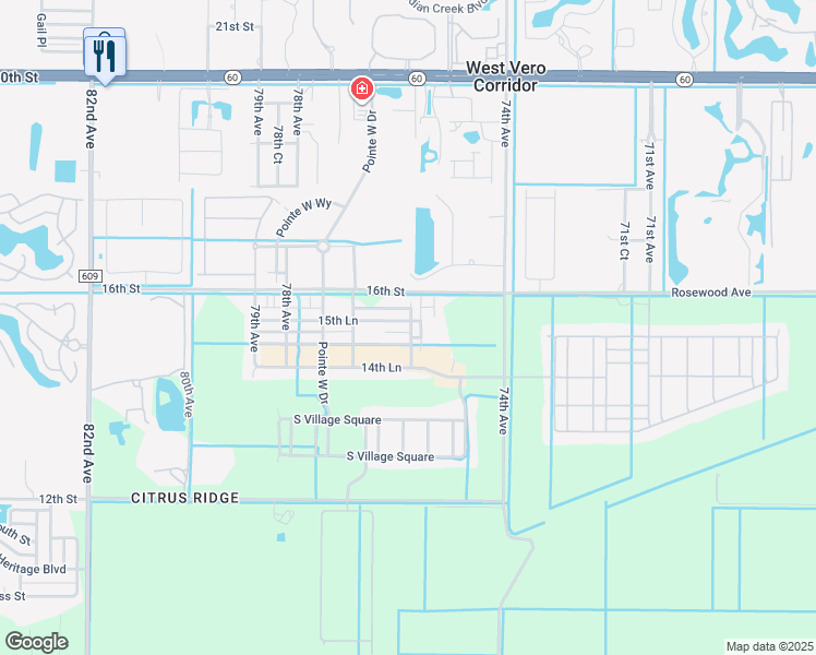 map of restaurants, bars, coffee shops, grocery stores, and more near 7544 15th Street in Vero Beach