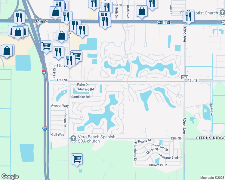 map of restaurants, bars, coffee shops, grocery stores, and more near 219 Bimini Cay Circle in Vero Beach