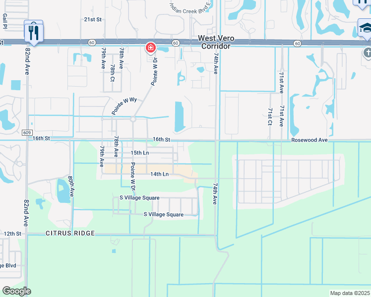 map of restaurants, bars, coffee shops, grocery stores, and more near 7520 Masters Lane in Vero Beach