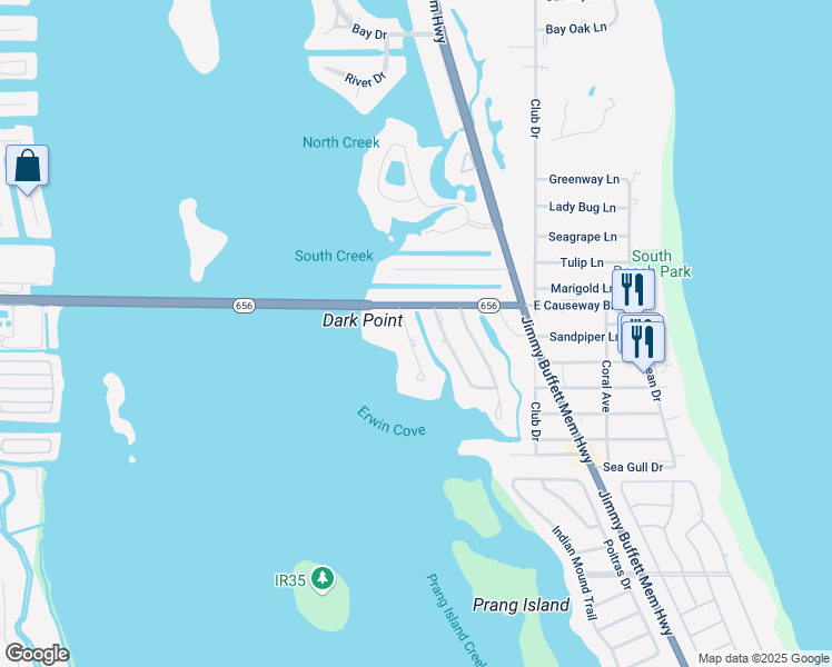 map of restaurants, bars, coffee shops, grocery stores, and more near 1636 Indian Bay Drive in Vero Beach