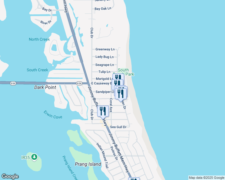 map of restaurants, bars, coffee shops, grocery stores, and more near 917 Sandpiper Lane in Vero Beach