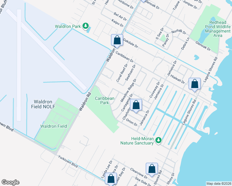 map of restaurants, bars, coffee shops, grocery stores, and more near 3310 Celon Dr in Corpus Christi