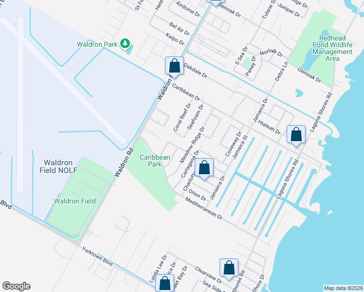 map of restaurants, bars, coffee shops, grocery stores, and more near 530 Vega Drive in Corpus Christi