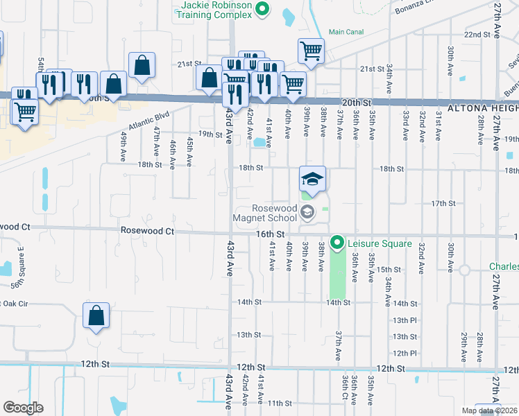 map of restaurants, bars, coffee shops, grocery stores, and more near 1650 42nd Square in Vero Beach