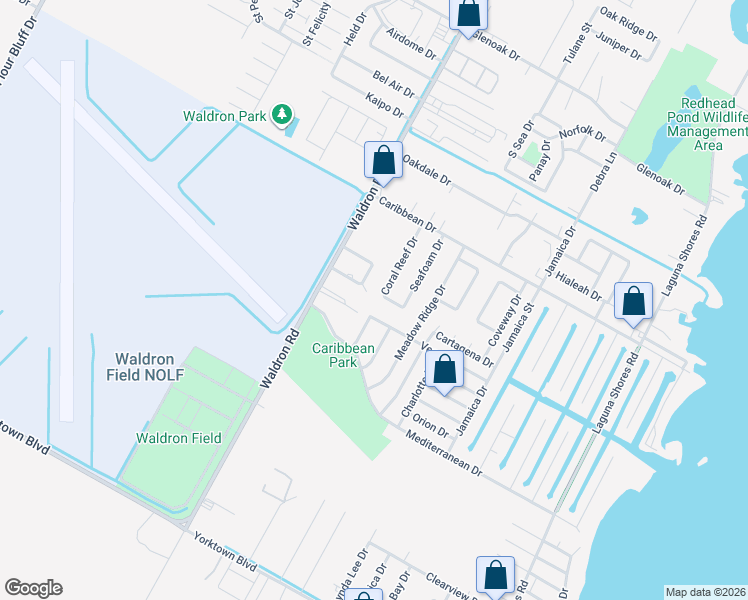 map of restaurants, bars, coffee shops, grocery stores, and more near 3229 Coral Reef Drive in Corpus Christi