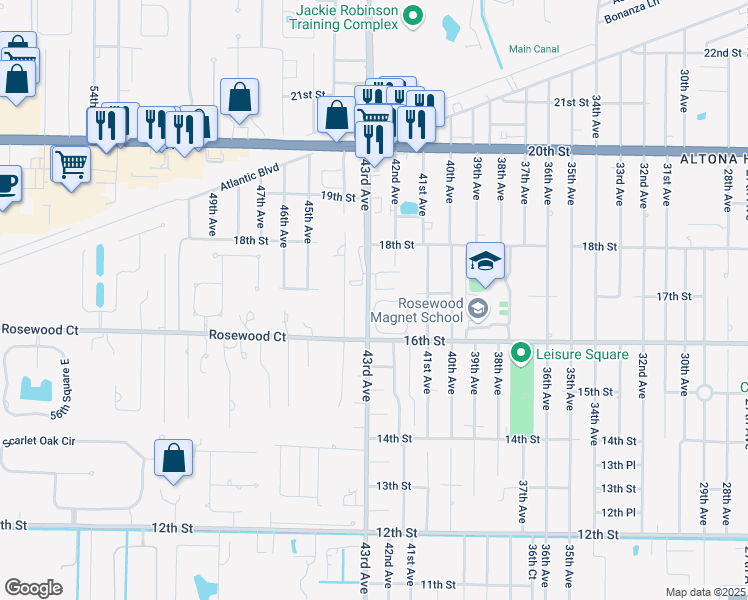 map of restaurants, bars, coffee shops, grocery stores, and more near 1700 42nd Square in Vero Beach