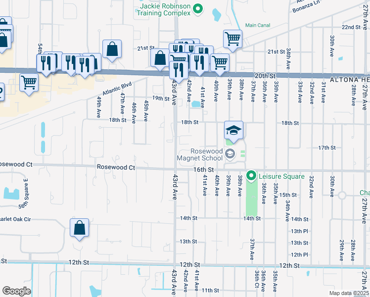 map of restaurants, bars, coffee shops, grocery stores, and more near 1700 42nd Square in Vero Beach