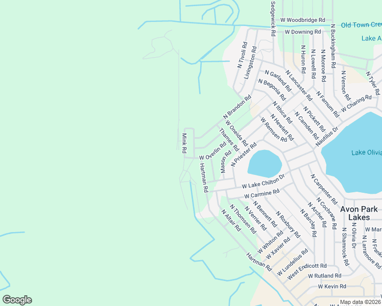 map of restaurants, bars, coffee shops, grocery stores, and more near 2525 North Lacona Road in Avon Park