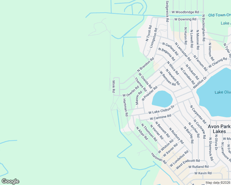 map of restaurants, bars, coffee shops, grocery stores, and more near 2525 North Lacona Road in Avon Park