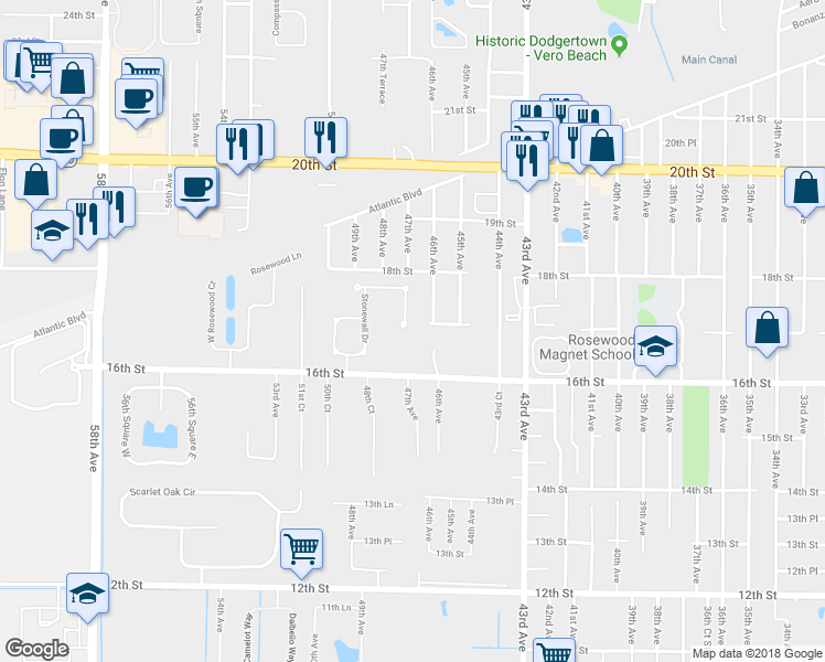 map of restaurants, bars, coffee shops, grocery stores, and more near 1690 Cassville Avenue in Vero Beach