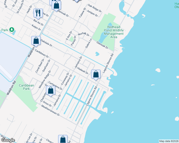 map of restaurants, bars, coffee shops, grocery stores, and more near 3029 Bimini Drive in Corpus Christi