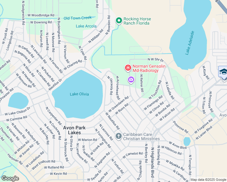 map of restaurants, bars, coffee shops, grocery stores, and more near 2570 North Osceola Road in Avon Park