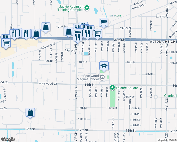 map of restaurants, bars, coffee shops, grocery stores, and more near 1650 42nd Square in Vero Beach