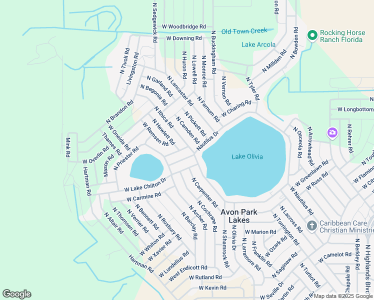 map of restaurants, bars, coffee shops, grocery stores, and more near 2589 Ithica Road in Avon Park