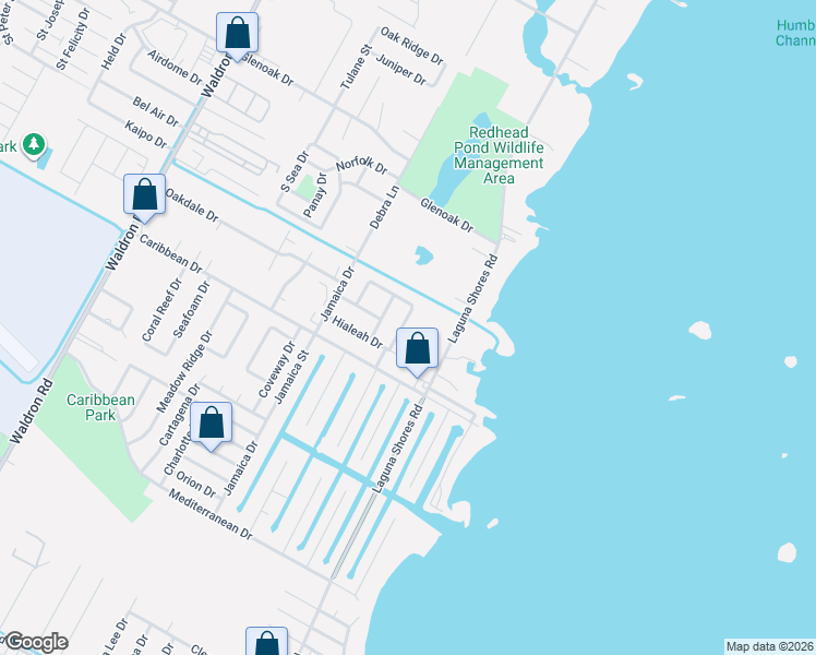 map of restaurants, bars, coffee shops, grocery stores, and more near 3029 Bimini Drive in Corpus Christi