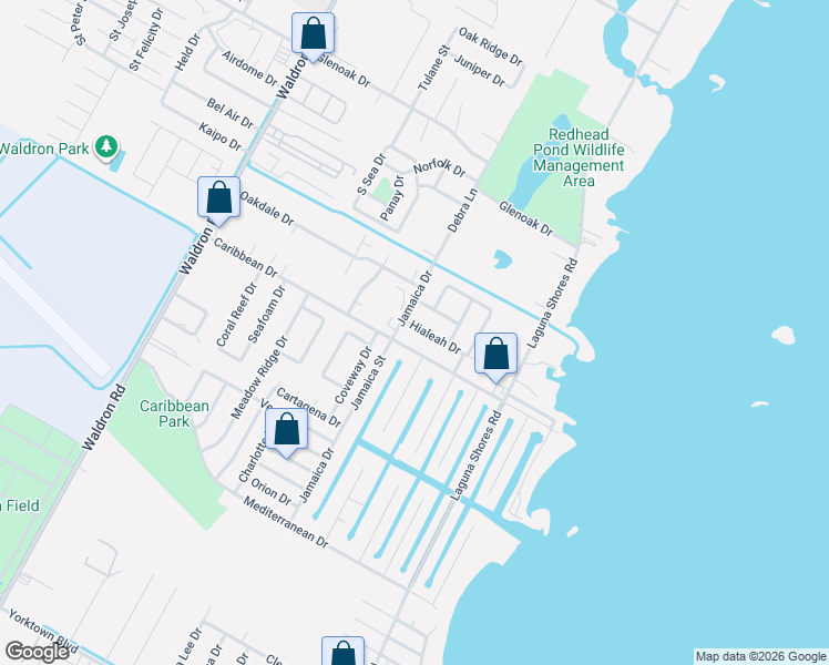 map of restaurants, bars, coffee shops, grocery stores, and more near 338 Caribbean Drive in Corpus Christi