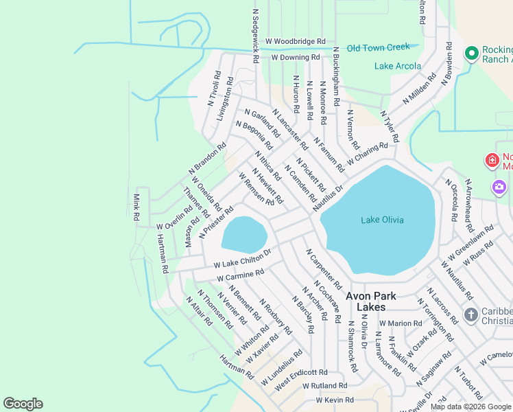 map of restaurants, bars, coffee shops, grocery stores, and more near 2539 Northeast Chilton Road in Avon Park