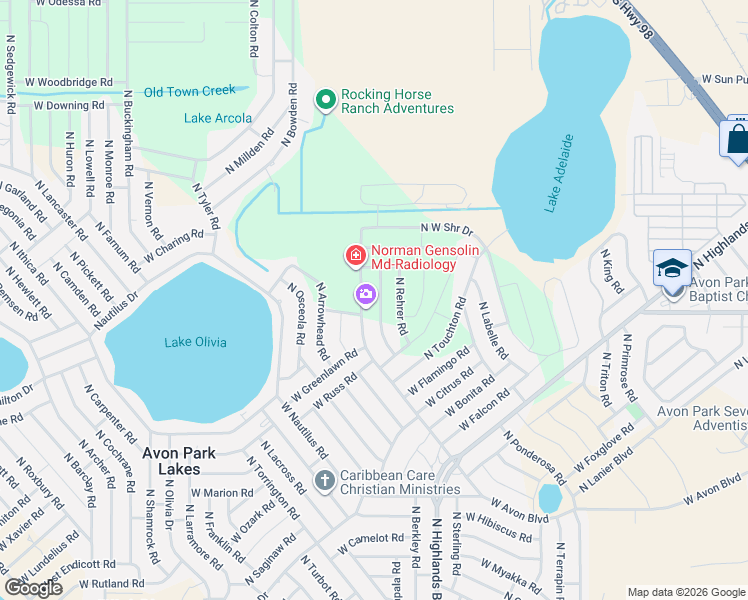 map of restaurants, bars, coffee shops, grocery stores, and more near 2635 North Colman Road in Avon Park