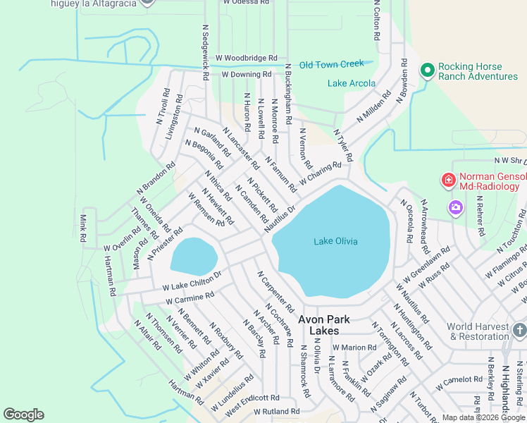 map of restaurants, bars, coffee shops, grocery stores, and more near 2636 North Camden Road in Avon Park