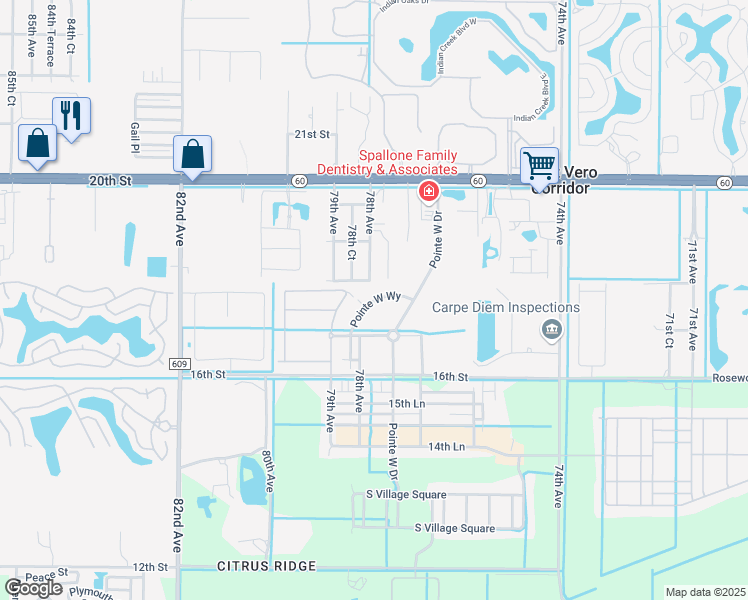 map of restaurants, bars, coffee shops, grocery stores, and more near 1758 Pointe West Way in Vero Beach