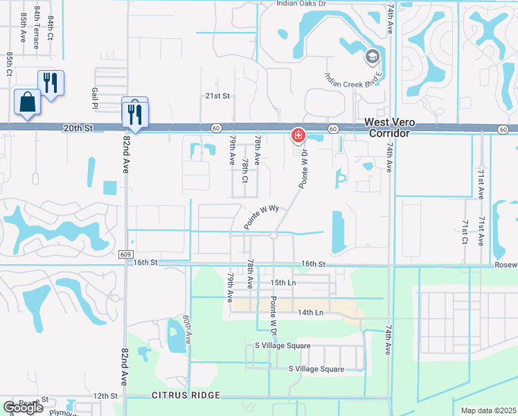 map of restaurants, bars, coffee shops, grocery stores, and more near 1774 Pointe West Way in Vero Beach