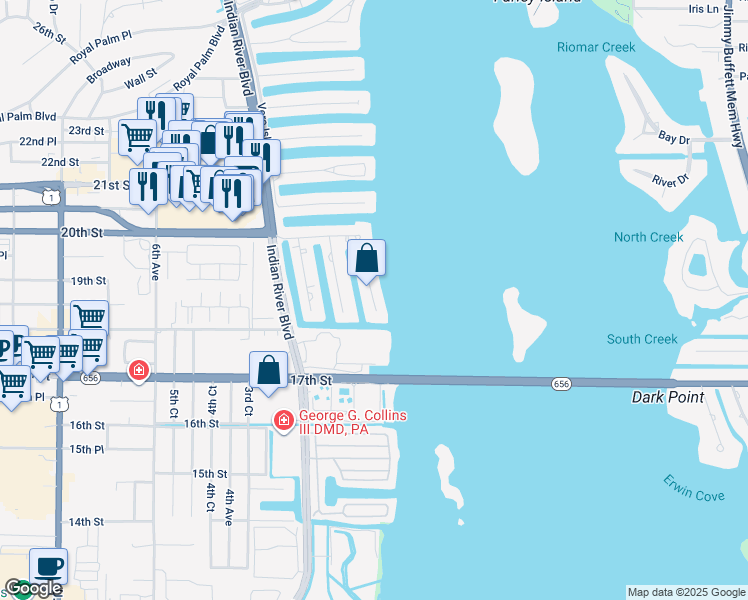 map of restaurants, bars, coffee shops, grocery stores, and more near 1820 Tarpon Lane in Vero Beach