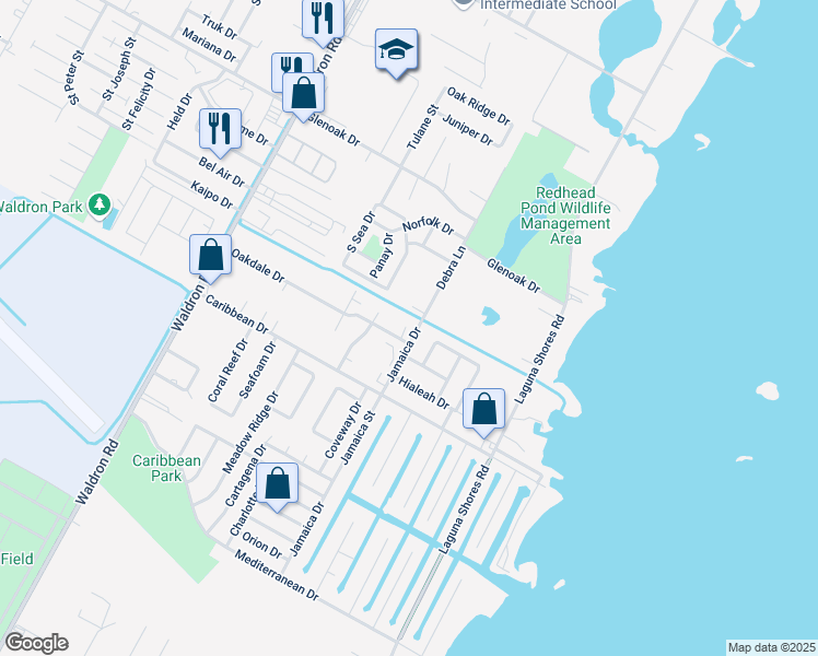 map of restaurants, bars, coffee shops, grocery stores, and more near 3006 St Eustatius in Corpus Christi