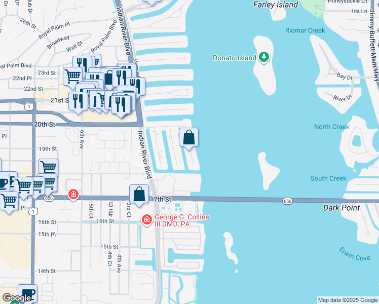 map of restaurants, bars, coffee shops, grocery stores, and more near 1820 Tarpon Lane in Vero Beach