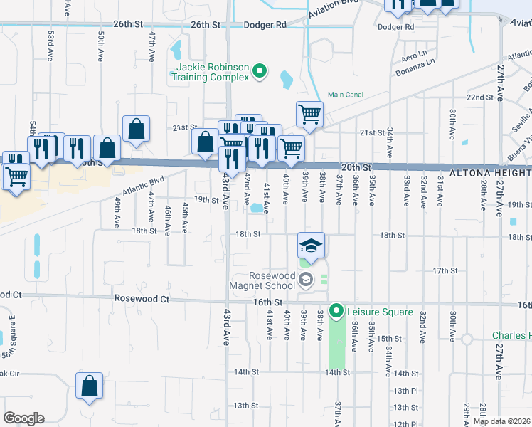 map of restaurants, bars, coffee shops, grocery stores, and more near 4117 18th Place in Vero Beach