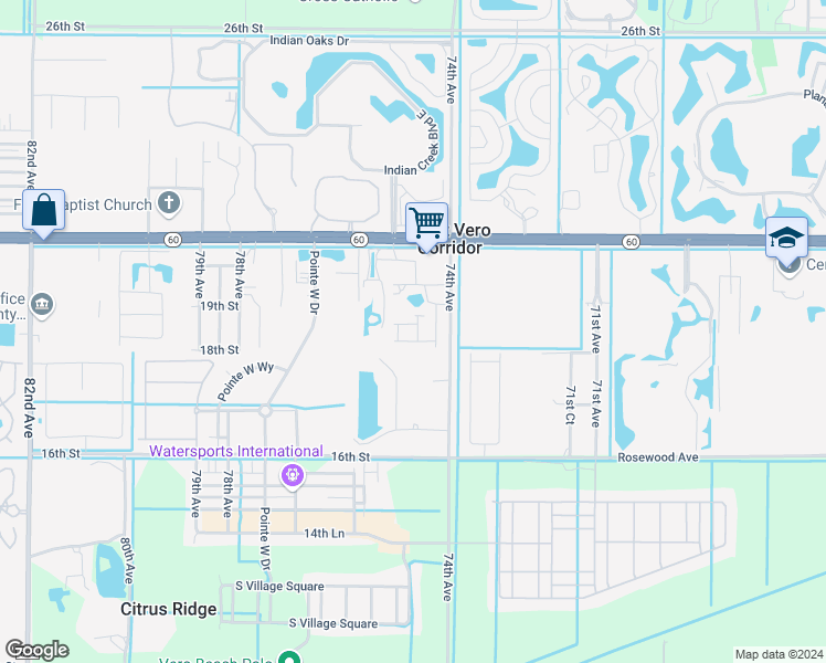 map of restaurants, bars, coffee shops, grocery stores, and more near 1831 Red Oak Terrace in Vero Beach