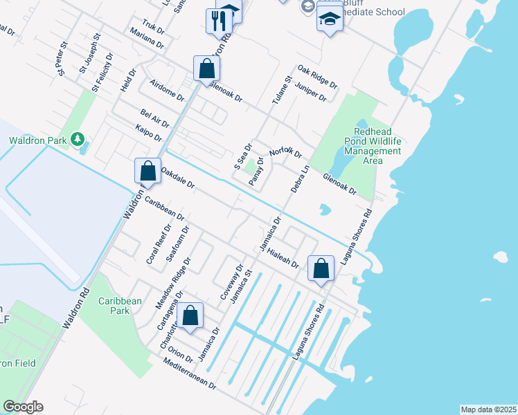 map of restaurants, bars, coffee shops, grocery stores, and more near 3006 St Eustatius in Corpus Christi