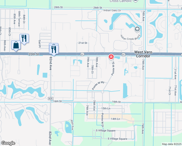 map of restaurants, bars, coffee shops, grocery stores, and more near 1845 78th Court in Vero Beach
