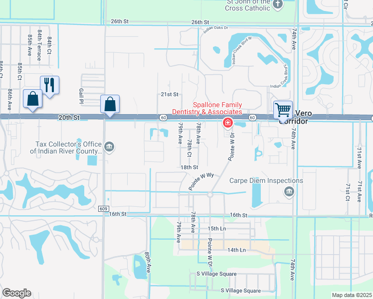 map of restaurants, bars, coffee shops, grocery stores, and more near 1865 19th Street in Vero Beach