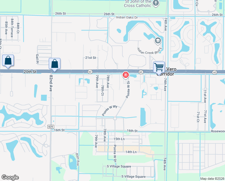 map of restaurants, bars, coffee shops, grocery stores, and more near 1917 77th Drive in Vero Beach