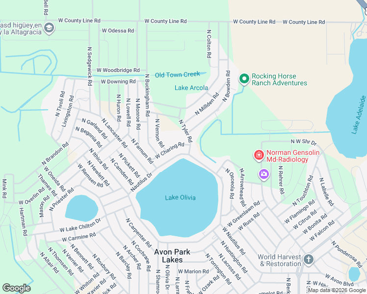 map of restaurants, bars, coffee shops, grocery stores, and more near 2700 W Charing Rd in Avon Park