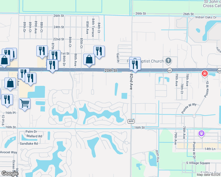 map of restaurants, bars, coffee shops, grocery stores, and more near 8315 20th Street in Vero Beach