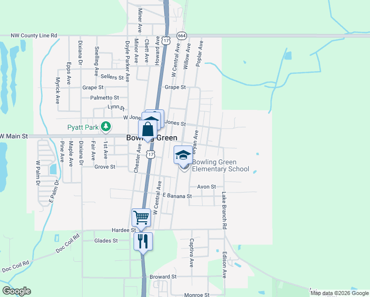 map of restaurants, bars, coffee shops, grocery stores, and more near 312 Main Street in Bowling Green