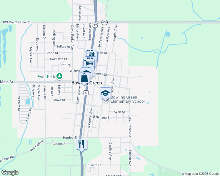 map of restaurants, bars, coffee shops, grocery stores, and more near 312 Main Street in Bowling Green