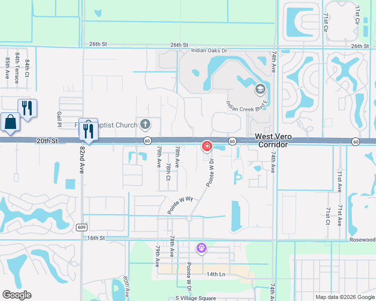 map of restaurants, bars, coffee shops, grocery stores, and more near 7775 20th Street in Vero Beach