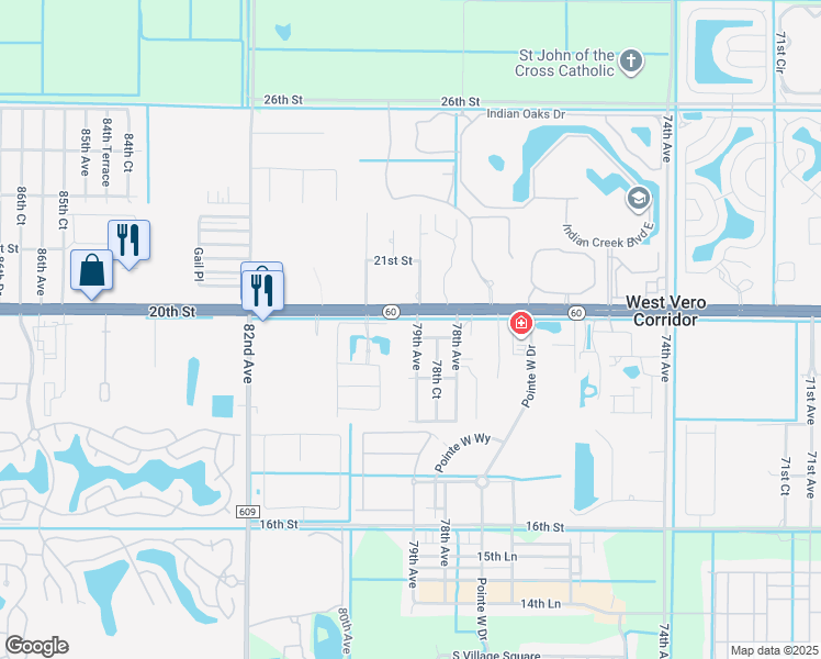 map of restaurants, bars, coffee shops, grocery stores, and more near 1985 79th Avenue in Vero Beach