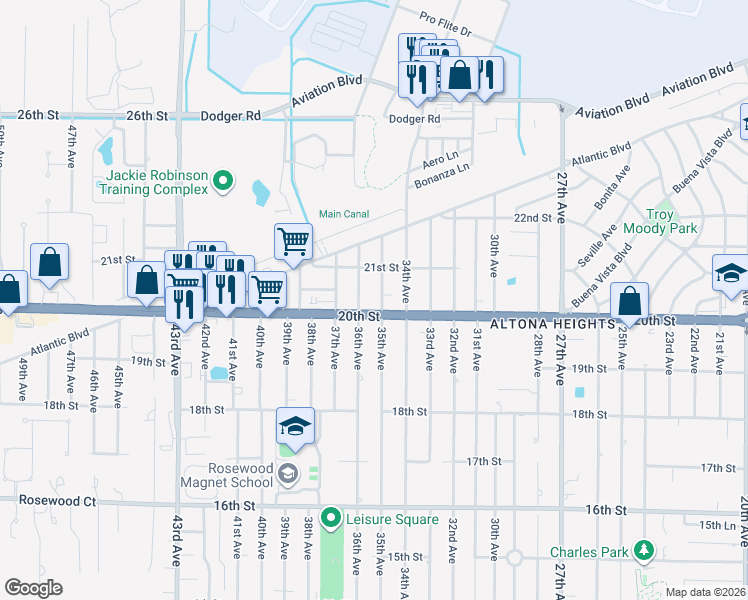 map of restaurants, bars, coffee shops, grocery stores, and more near 2015 36th Avenue in Vero Beach