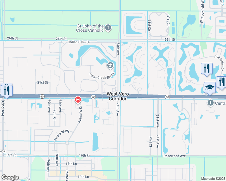 map of restaurants, bars, coffee shops, grocery stores, and more near 7400 20th Street in Vero Beach