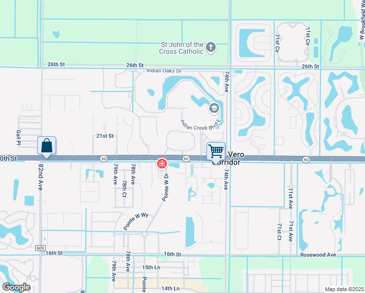 map of restaurants, bars, coffee shops, grocery stores, and more near 1999 Pointe West Drive in Vero Beach