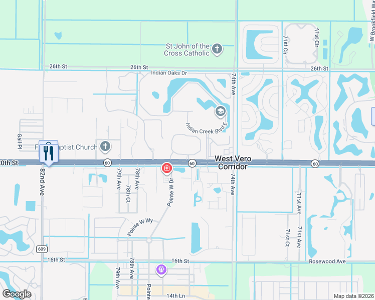 map of restaurants, bars, coffee shops, grocery stores, and more near 7580 Heron Circle in Vero Beach
