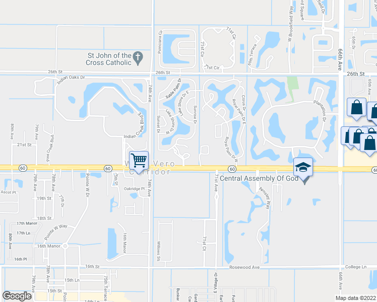 map of restaurants, bars, coffee shops, grocery stores, and more near 7300 20th Street in Vero Beach