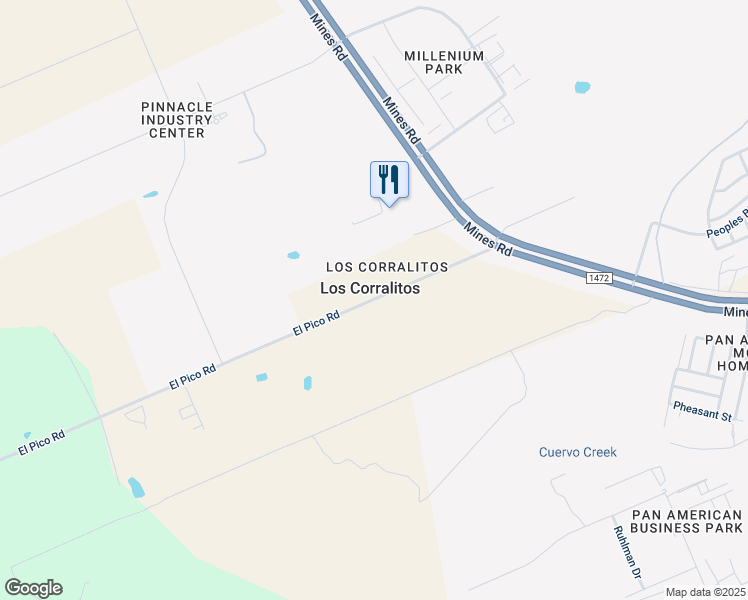 map of restaurants, bars, coffee shops, grocery stores, and more near 272 Pico Road in Laredo