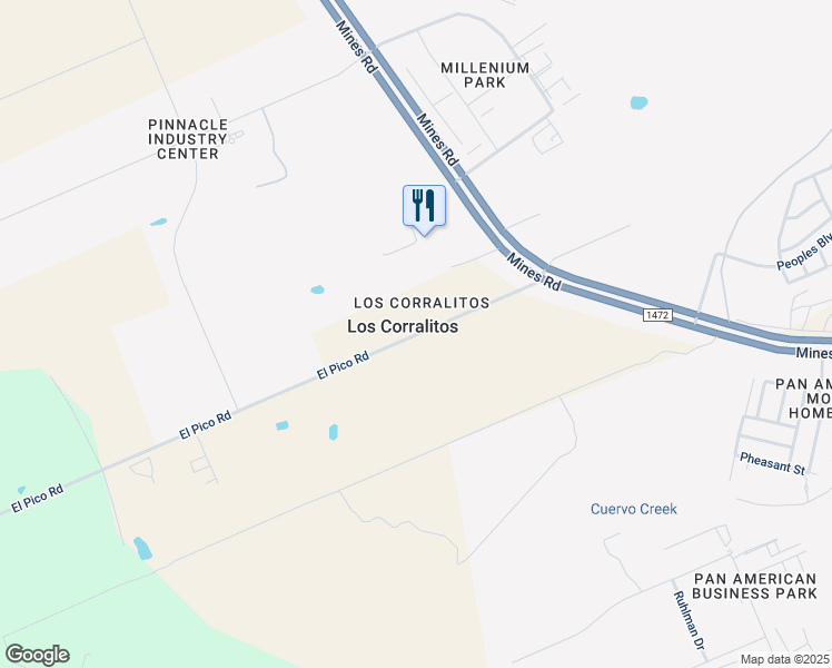map of restaurants, bars, coffee shops, grocery stores, and more near 272 Pico Road in Laredo