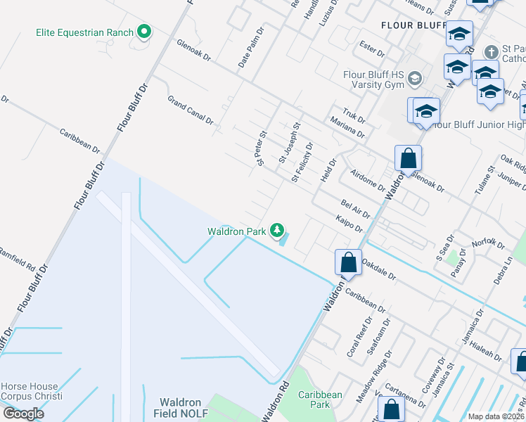 map of restaurants, bars, coffee shops, grocery stores, and more near 3038 Saint Francis in Corpus Christi
