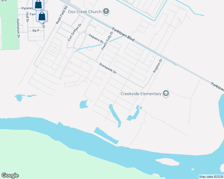 map of restaurants, bars, coffee shops, grocery stores, and more near 7722 Superman Drive in Corpus Christi