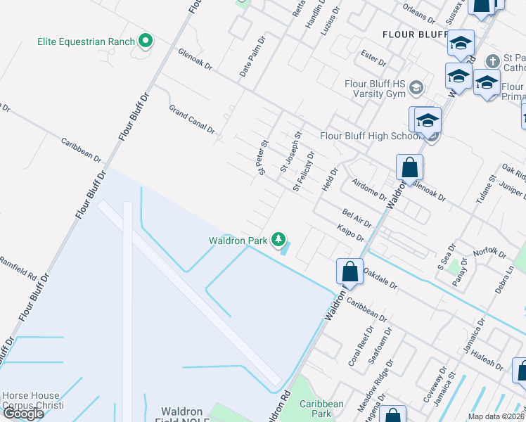 map of restaurants, bars, coffee shops, grocery stores, and more near 805 Saint Anthony Place in Corpus Christi